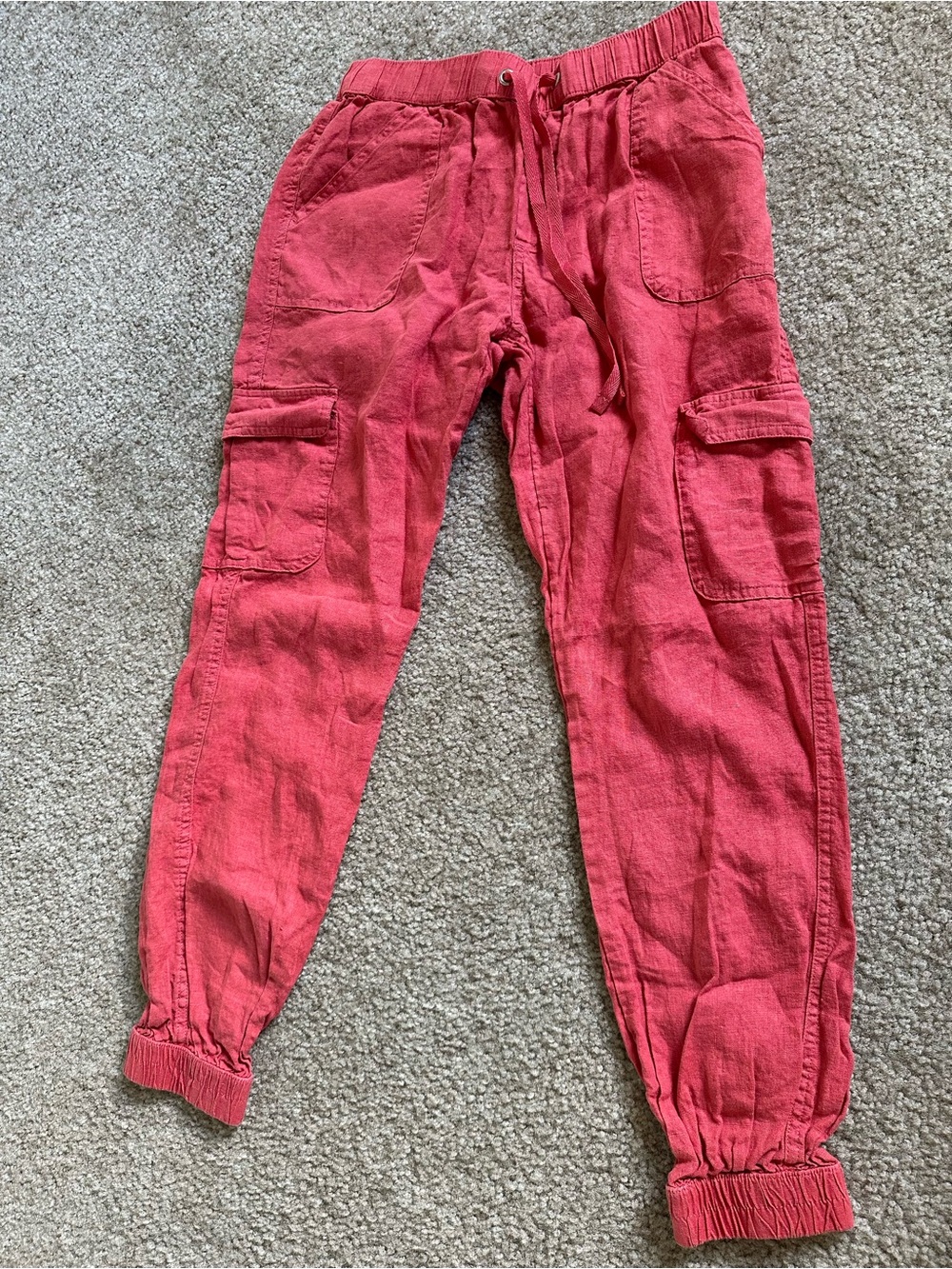 Women Linen Cargo Jogger Pants